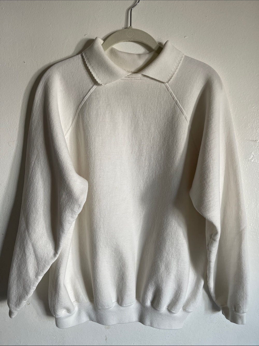 Vintage Hanes Her Way White Collared Sweatshirt Pullover Minimalist Cozy Top